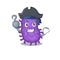 Bacteria bacilli cartoon design style as a Pirate with hook hand and a hat