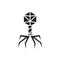 Bacteria bacteriophage black glyph icon. Bacterial infection sign. Microscopic germ cause diseases concept. Pictogram for web,