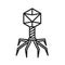 Bacteria bacteriophage black line icon. Bacterial infection sign. Microscopic germ cause diseases concept. Pictogram for web,