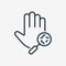 Bacteria, Germs, Microbes and Bacilli on Dirty Hand Palm Line Icon. Magnifier and Human Hand with Virus and Bacteria