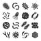 Bacteria, microbe, virus glyph vector icon set