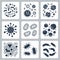 Bacteria, microbes icon set