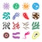 Bacteria Microbes Viruses Icons Set