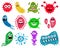 Bacteria, Microbes and Viruses Icons Set