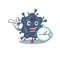 Bacteria neisseria mascot design concept smiling with clock