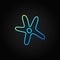 Bacteria outline vector blue icon on dark background