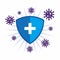 Bacteria Protection logo vector. Coronavirus outbreak Stop virus.  shield covid protect vector eps