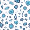 Bacteria seamless pattern, sketch doodle coronavirus illustration, isolated microorganism, vector ameba