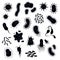 Bacteria silhouettes. Symbols for immune diseases of cell and infections or viruses danger black vector isolated icons