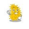 Bacteria spirilla cartoon character design making OK gesture
