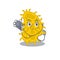 Bacteria spirilla in doctor cartoon character with tools