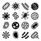 Bacteria, superbug, virus icons set