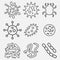 Bacteria, superbug, virus icons set isolated on white background. Vector illustration