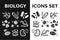 Bacteria virus black and white vector icons set