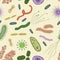 Bacteria, virus, germs icon pattern