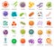 Bacteria and virus icons. Disease-causing bacterias, viruses and microbes. Color germs, bacterium types vector