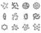 Bacteria and viruses line vector doodle simple icon set