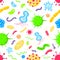 Bacterial microorganisms, germs and viruses colorful seamless pattern.