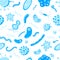 Bacterial microorganisms, germs and viruses colorful seamless pattern.