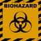 Bacteriological hazard sign and No Entry COVID-19. Concept of Bacteriological hazard coronavirus. Black Stripped