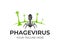 Bacteriophage and phage virus on bacteria, logo design. Healthcare, medical and scientific research, vector design