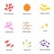 Bacterium icons set, flat style