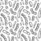 Bacterium seamless pattern in realistic sketch stile. Hand drawn medical background. Vector illustration