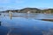 Bad Breisig, Germany - 02 04 2021: Rhine ferry departure area under water, Rheinhochwasser