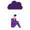 Bad day, Depressed concept, businessman character weeping in the rain.