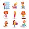 Bad and Good Kids Behavior and Habits Set, Cute Naughty and Obedient Children in Different Situations Cartoon Style