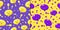 Bad and good symbols seamless pattern. Cartoon yellow purple abstract characters commas.