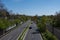 Bad Honnef, Germany  25 April 2021,  The view from above of the federal highway 42 near Bad Honnef