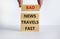 Bad news travels fast symbol. Concept words `Bad news travels fast` on wooden blocks on a beautiful white background. Businessma