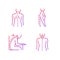 Bad posture problems gradient linear vector icons set