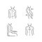 Bad posture problems linear icons set
