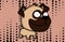 Bad pug dog cartoon big head expression background