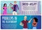 Bad relationship and marriage problems banners flat vector illustration.