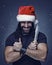 Bad Santa, funny male portrait, brutal man