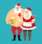 Bad Santa and Mrs. Claus isolated. drunk Christmas family. Woman