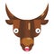 Bad surprise bull face emoji, wow looking cow icon isolated emotion