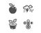 Bad weather, Apple and Leaves icons. Thermometer sign. Clouds, Fruit, Grow plant. Thermostat. Vector