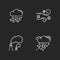 Bad weather forecast chalk white icons set on black background