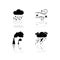 Bad weather forecast drop shadow black glyph icons set