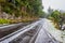 Bad weather with snow at the road to Pico Ruivo, Madeira