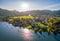 Bad Wiessee. Tegernsee lake in Bavaria. Germany. Aerial Panorama. Beautiful and famous Spot