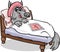 Bad wolf in bed cartoon illustration