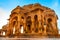 Bada Bagh in Jaisalmer, Rajasthan, India. Cenotaphs made of yellow sandstone at sunset