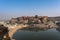 Badami view of the Lake from the hill temple