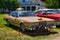 BADEN BADEN, GERMANY - JULY 2022: beige yellow Sixth 6th Generation Ford Thunderbird 1972, oldtimer meeting in Kurpark