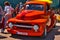 BADEN BADEN, GERMANY - JULY 2022: red 1952 Ford F-1 F 100 Pickup Truck, oldtimer meeting in Kurpark